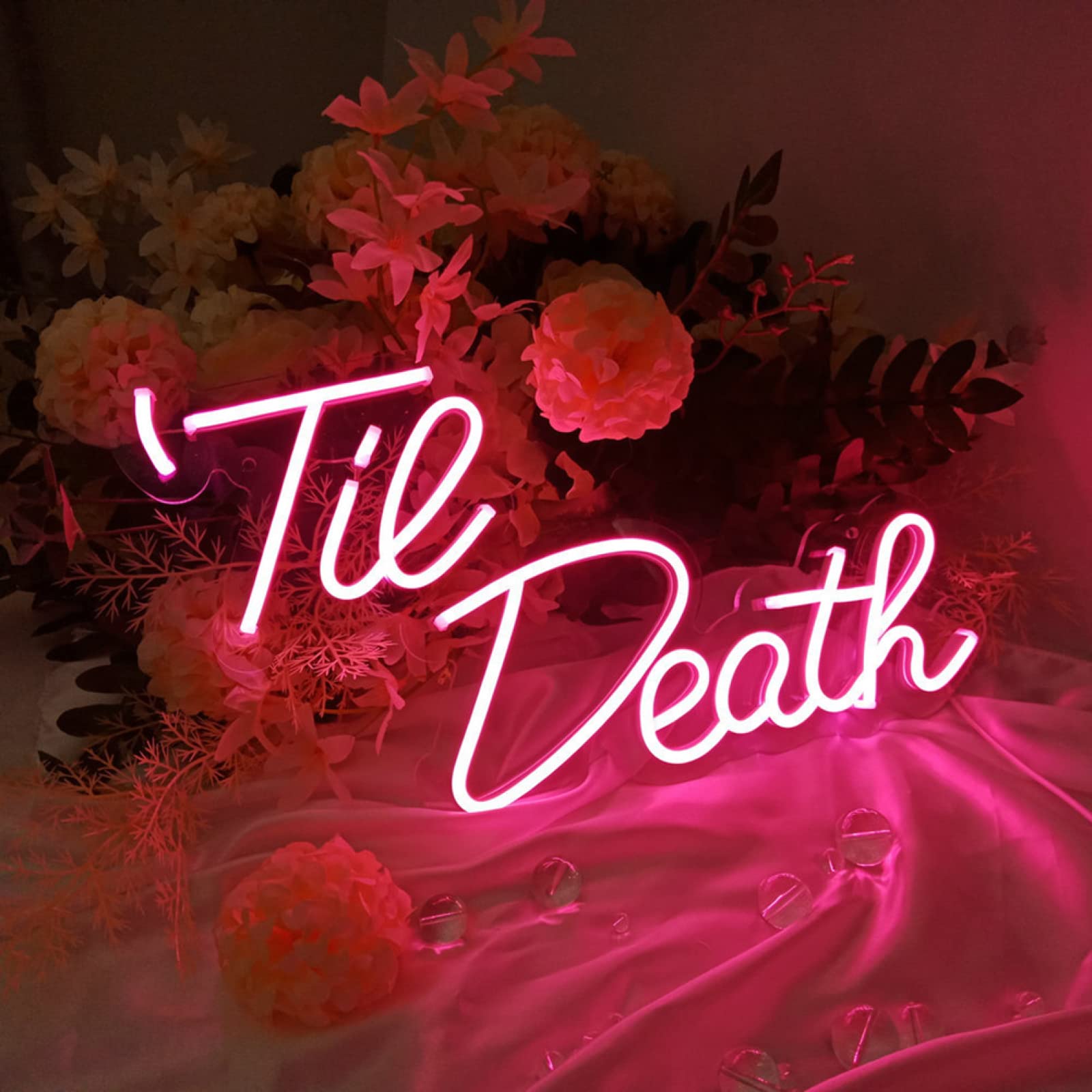 Til Death Neon Sign for Wedding Decor, 17"x9" USB Power